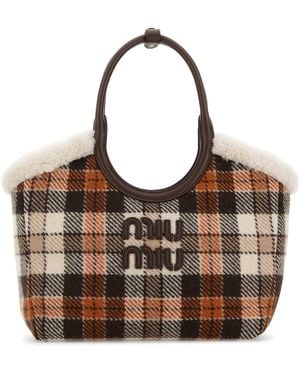 Miu Miu Embroidered Fabric Ivy Handbag - Brown
