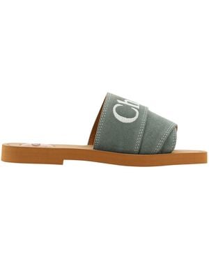 Chloé Forest Cotton Slides Woody Sandals - Green