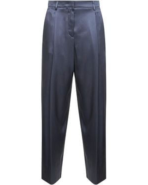 Giorgio Armani Light Double Silk Satin One-Pleat Pants - Blue