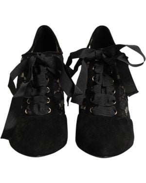 Dolce & Gabbana Black Floral High Heels Lace
