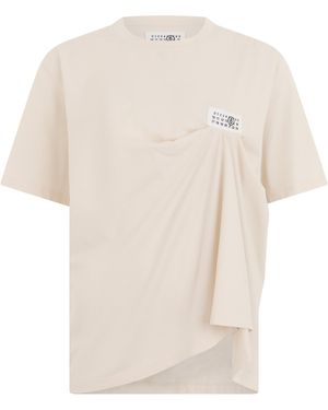 MM6 by Maison Margiela T-Shirt With Drape Cotton T-Shirts & Jerseys - White