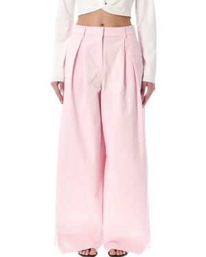 THE GARMENT Wide Cotton Avelino Pleated Trousers Organic - Pink