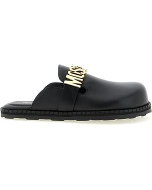 Moschino Leather Sabots - Black