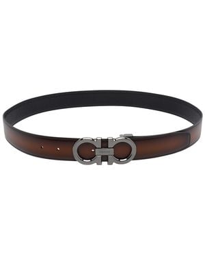 Ferragamo Double Gancini Adjustable Belt - Black