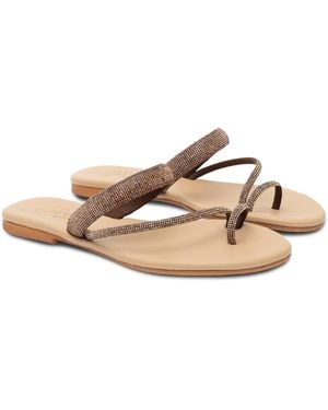 MC2 Saint Barth Cora Flat Sandals With Toe Ring And Rhinestones - White