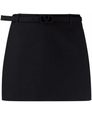 Valentino High-Waisted Belted Skirt - Black