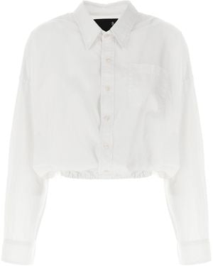 R13 Crossover Bubble Shirt Cotton Shirt, Blouse - White