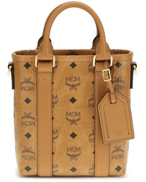 MCM Aren Mini Printed Canvas Tote Bag - Metallic