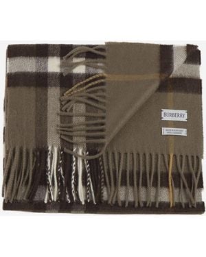 Burberry Cashmere Scarf With Check Pattern - Green