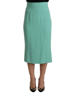 Dolce & Gabbana Mint Viscose Pencil Cut Midi Skirt Acetate Elastane - Green