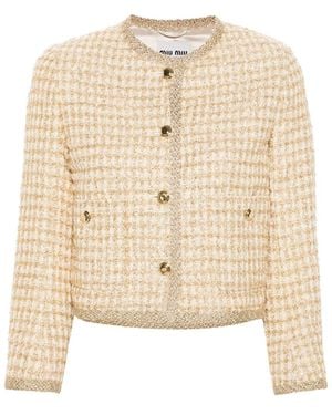 Miu Miu Check Lam Jacket - Natural