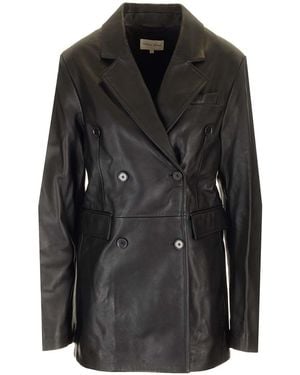 Loulou de Saison Double Breasted Leather Jacket - Black