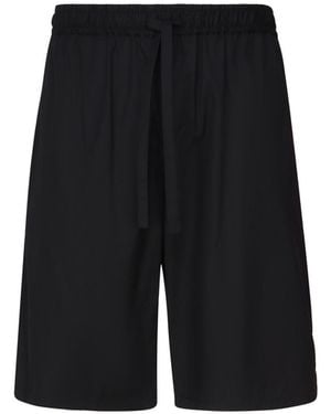 Dolce & Gabbana Cotton Jogging Shorts With Logo Plaque - Black