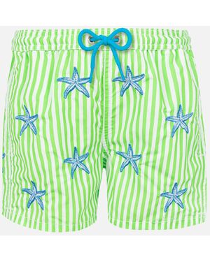 MC2 Saint Barth Boy Classic Swim Shorts With Starfish Embroidery Swimshort - Green