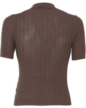 PHI FDL Polo Jumper Ss Viscose Nylon Shirt - Brown