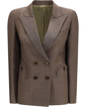 Blazé Milano Aile Charmer Blazer Fleece Wool; Mohair Blazers & Vests - Brown