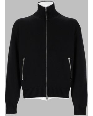 Tom Ford Merino Wool Zip Jumper With Patch Jumpers - Black