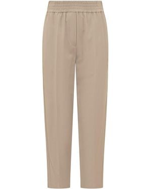 Brunello Cucinelli Bleeker Wool Blend Tapered Pants - Natural