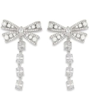 Self-Portrait Crystal Bow Drop Earrings Brass - Metallic