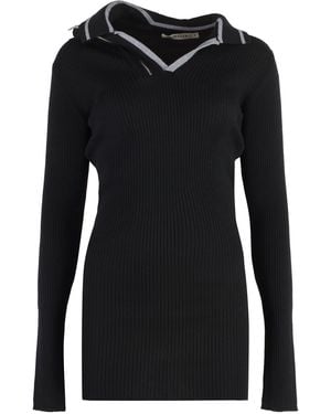 Y. Project Knit Dress With Half Zip And V-Neck For - Black