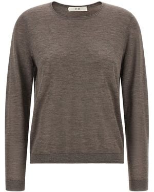 Co. Cashmere Crew Neck With Rolled Edging Sweater - Brown