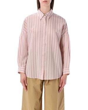 Sessun Sessùn Dazik Pleated Stripe Lyocell Shirt - Pink