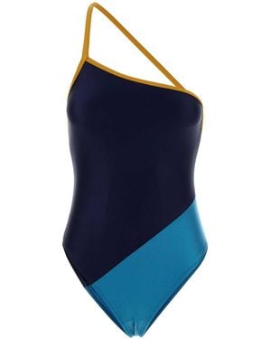 Saint Laurent Two-Tone Stretch Nylon Swimsuit - Blue