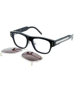 Dior Eyeglasses Square Full Rim, Shiny Frame And Clear With Magnetic Clip-On Lens Cddiamondos10F10Bb Default Title - Black