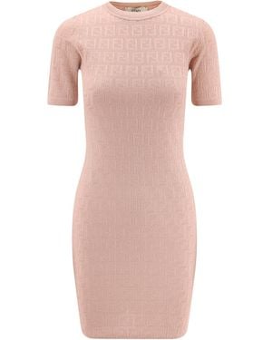 Fendi Ff Cotton And Viscose Dress - Pink