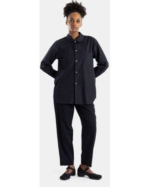 Comme des Garçons Straight Pants With Gathered Waist - Blue