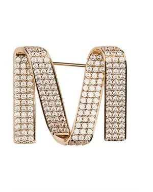 Max Mara Brooch With Logo Metal Brooches & Pins - White