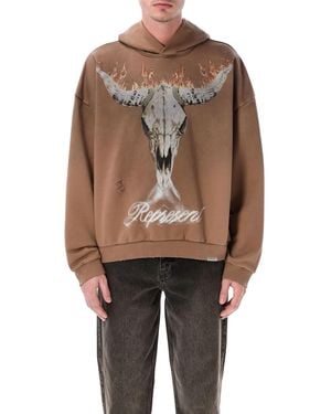 Represent British Cowboy Hoodie Cotton Rib Sweatshirt - Brown