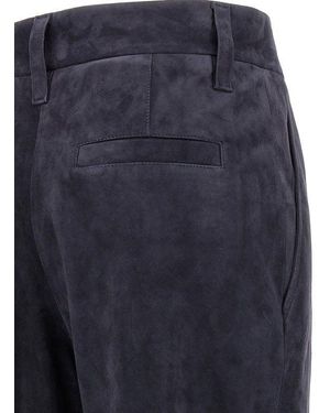 Brunello Cucinelli Dark Suede Pants - Blue