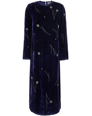 forte_forte Long Velvet Dress Viscose - Blue