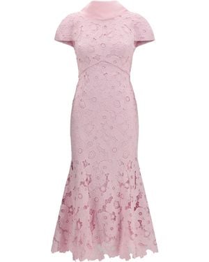Self-Portrait Lace Midi Dress Polyester - Pink