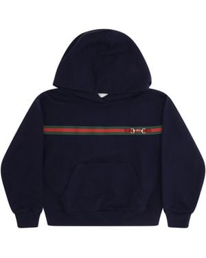 Gucci Cotton Hoodie For Boy Sweatshirts - Blue