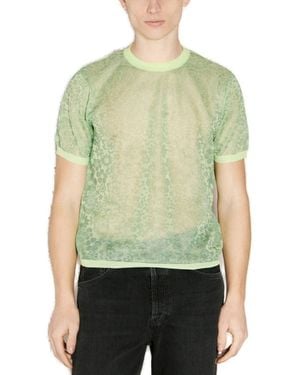 Martine Rose Granny Pattern-Jacquard Mesh T-Shirt - Green