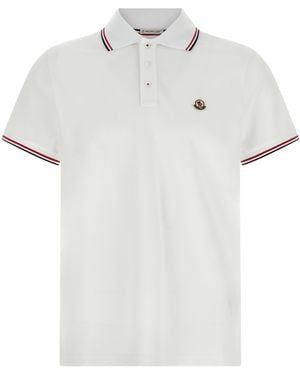Moncler Piqué Cotton Polo Shirt - White