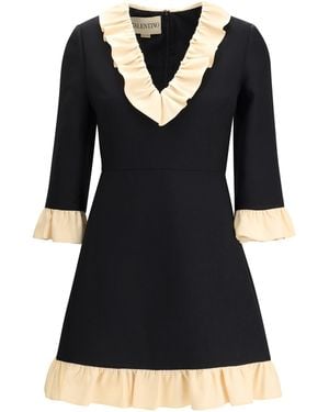 Valentino Wool And Silk Short Dress - Black