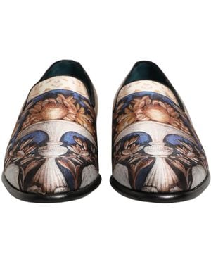 Dolce & Gabbana Fruit Print Velvet Loafers Shoes Leather - Multicolour