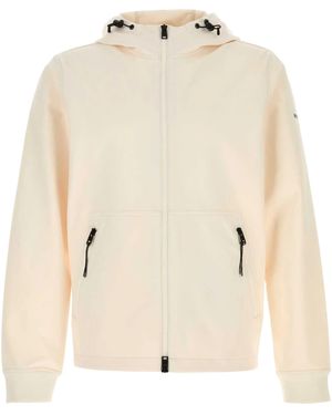 Woolrich Soft Shell Full Zip Hoodie Pl Ea Giacca - Natural