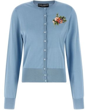 Dolce & Gabbana Floral Embroidery Cardigan - Blue