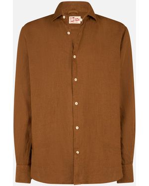 MC2 Saint Barth Camel Linen Shirt Pamplona __Single__ - Brown