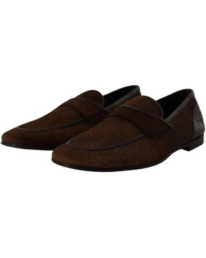Dolce & Gabbana Shoes Dress Loafers Leather Slip Caiman - Black