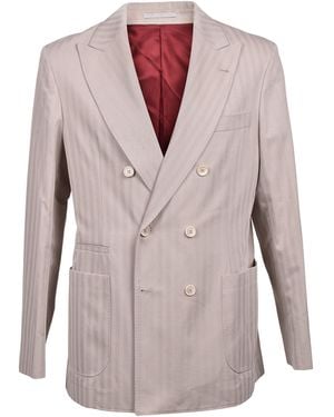 Brunello Cucinelli Light Taupe Double Breasted Suit - Brown