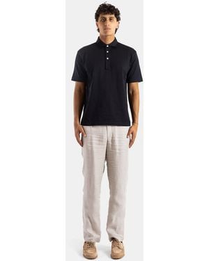 Handvaerk Pima Cotton Short-Sleeved Polo Shirt T-Shirts And Polos - Black