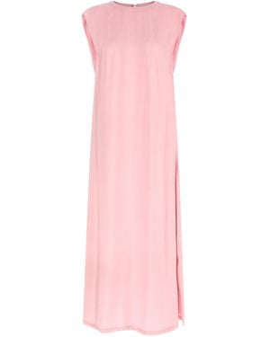 Nude Round-Neck Dress Viscose - Pink