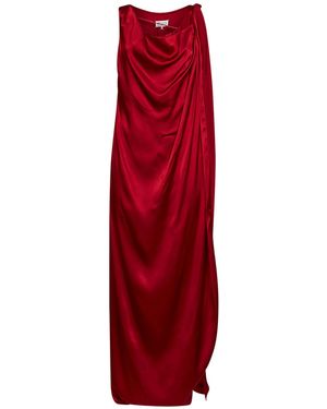 Maison Margiela Dark Satin Draped Maxi Dress - Red