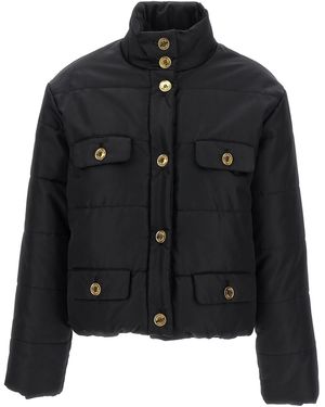 Moschino Padded Down Jacket With Logo Button Closure - Black