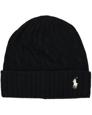 Ralph Lauren Wool-Cashmere Cable-Knit Beanie - Black